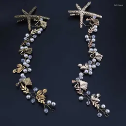 Pinzas para el cabello Tiara de estrella de mar, diadema, cadena para la cabeza, accesorios de joyería de perlas, tocado nupcial, Bandeau Cheveux Femme Bijoux TEN