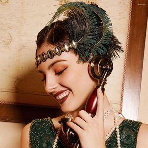 Stonefans – pinces à cheveux Vintage Gatsby des années 1920, accessoires de Costume, luxe, plumes d'autruche, cristal, bijoux de fête pour femmes