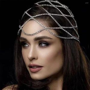 Clips de cheveux Stonefans 2024 Hollow Wedding Hingestone Head Chain Mesh Headpiece Bridal Bridal Crystal Band Band Cap Hat ACCESSOIRES