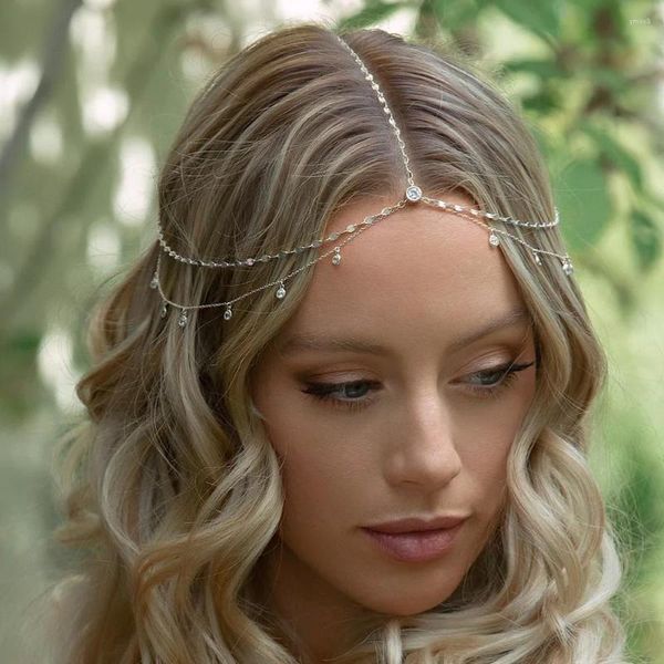 Pinzas para el cabello Stonefans moda Boho cristal cabeza cadena boda accesorios elegante tocado Bling nupcial frente joyería