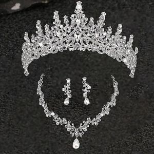 Pinces à cheveux superbe couronne de mariage collier élégant boucles d'oreilles éblouissantes ensemble de bijoux pour événements cadeau idéal dîner fête anniversaire