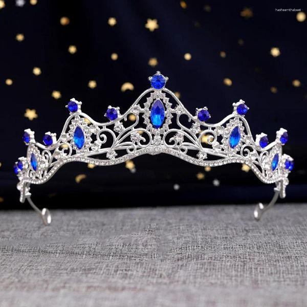 Clips de cheveux élégants Crown Crown Princess Tiara Crystal Baroque Pageant Crowns King Headress Mariage Accessoires de luxe