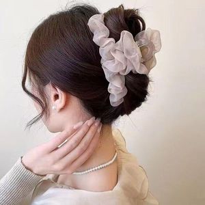 Pinces à cheveux d'été élégantes en maille et Tulle, grand nœud pour femmes et filles, accessoires à griffes tressées, cadeaux