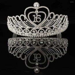 Haarclips Sweet 16th Birthday Rhinestone Crystal Tiara Princess Crown Gift Party Decorations Accessoires