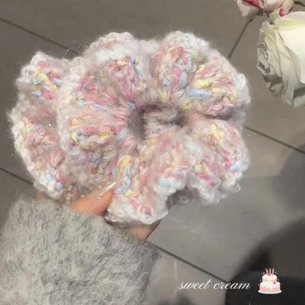 Pinzas para el cabello, corazón de niña dulce y rosa, súper inmortal, tejido de círculos grandes, accesorios de bolas trenzadas de cola de caballo