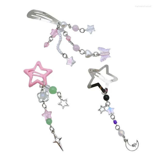 Clips de cheveux Sweet Cool Barrets Y2K étoiles papillon lun riches clip accessoire en épingle à cheveux pour les filles