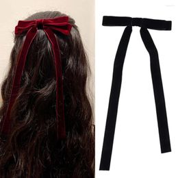 Pinces à cheveux, bandeau doux en velours élégant, pince à nœud papillon, couvre-chef, Long ruban, épingles à cheveux, accessoire pour femmes, filles et enfants