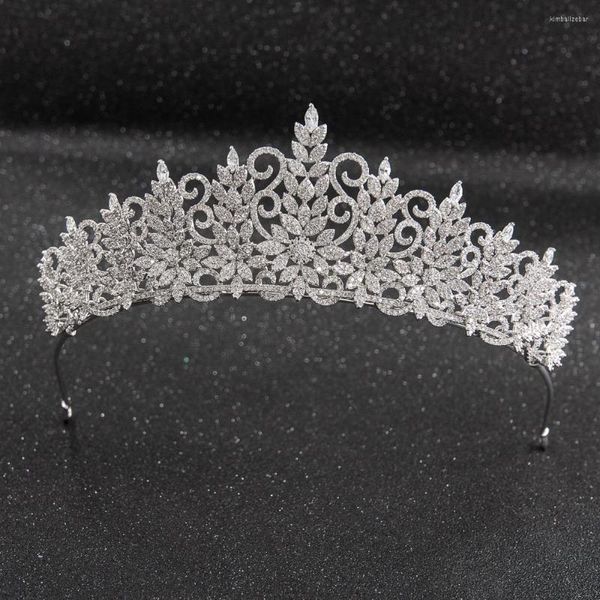 Pinzas para el cabello Cristales altos CZ Zirconia cúbica Boda Nupcial Tiara real Diadema Corona Mujeres Baile Accesorios de joyería CH10241