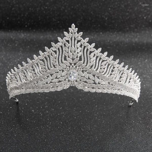 Pinces à cheveux grands cristaux CZ zircone cubique mariage mariée diadème royal diadème couronne femmes bal bijoux accessoires CH10239