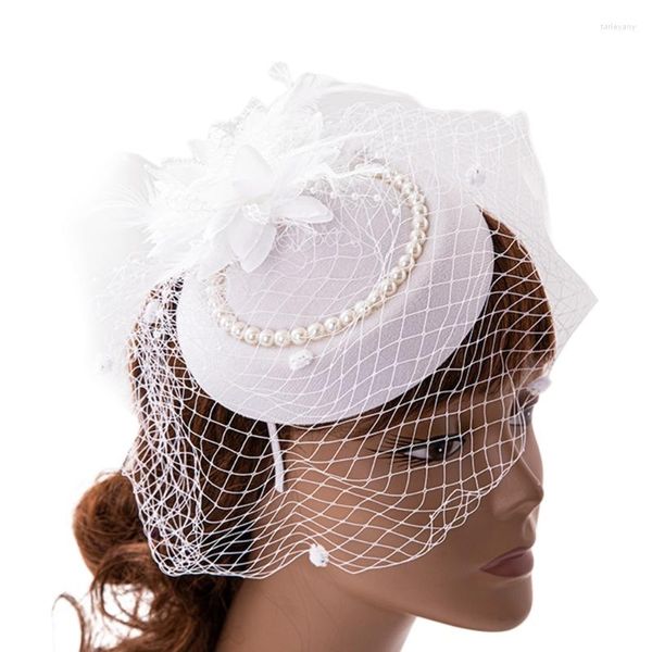 Pinces à cheveux Tea Party Fascinator Derby Hat Femmes Bandeau Plume 57BD