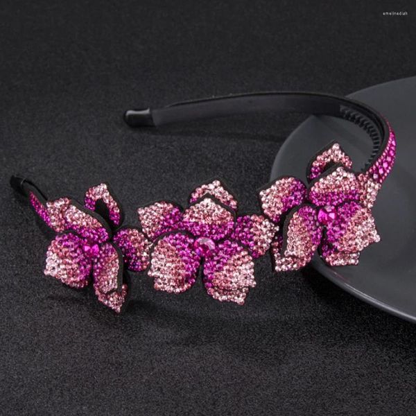 Pinces à cheveux tempérament grandes fleurs coiffe de tête bandeau de luxe pour femmes strass bordure antidérapante fille épingle à cheveux accessoires fantaisie cadeau