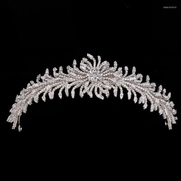 Pinzas para el cabello Tiara y corona HADIYANA Clip de cristal clásico de moda Zirconia cúbica en forma de flor BC6479 Bijoux De Cheveux