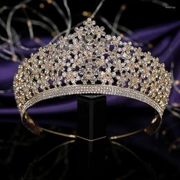 Pinces à cheveux diadèmes et couronne HADIYANA, Design en forme de fleur, bijoux de mariage pour femmes, accessoires de fête en Zircon BC3700 Princesa