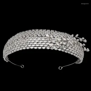 Haarspeldjes Tiara's En Kroon HADIYANA Eenvoudige Gotische Bruidsaccessoires Topkwaliteit Zirconia BC6790 Huwelijkscadeau