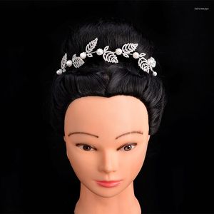 Pinzas para el cabello Tiaras y coronas joyería HADIYANA diseño de perlas de hojas de boda para mujeres lujo elegante BC5011