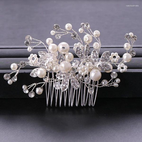 Clips de cabello Flower de color Flower Pearl Circinteros de boda de la boda Niñón adornado Novias Joyas para mujeres hechas a mano