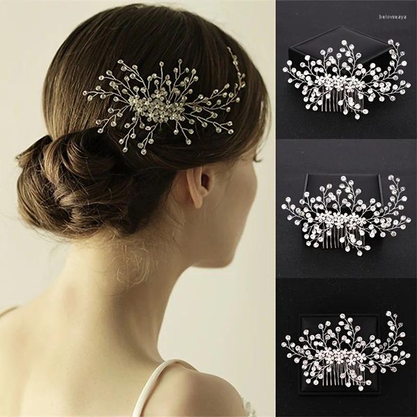 Pinzas para el cabello para mujer, peineta de hojas y flores, Pin de cristal de lujo, diadema, Tiara para mujer, accesorios de boda, banda con Clip de joyería