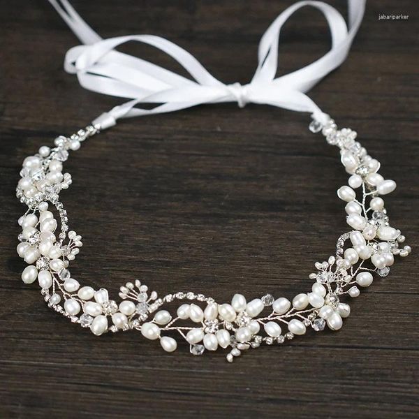 Pinces à cheveux, bandeau en perles fait à la main, tendance, pour mariage, couleur argent, strass, accessoires diadème, couvre-chef
