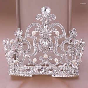 Pinces à cheveux tendance reine diadème couronne en cristal accessoires de mariage ornements perle diadème roi tête bijoux diadèmes de mariée