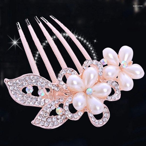 Pinces à cheveux à la mode strass mariage élégant perles de mariée peignes à fleurs mode coréenne cristal fille épingle à cheveux cadeaux ML