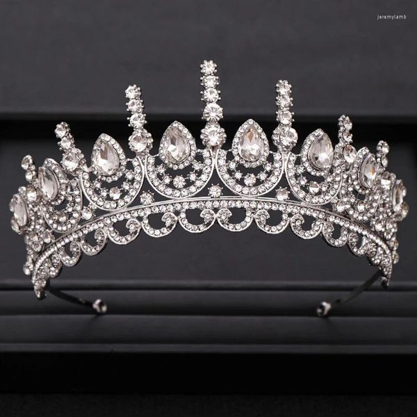 Clips de cabello Boda de moda Big Crown Accessors Rhinestone Crystal Silver Color Bride Jewelry