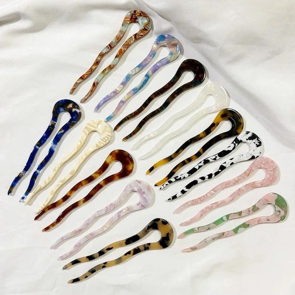 Clips de cheveux U Pin en forme de bâton de style français Forme Tortoise Stick Sticks Pins pour femmes ACCESSOIRES DE COURTYLE FILLES