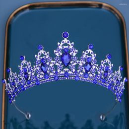 Pinces à cheveux UODCM Baroque luxe bleu AB cristal couronnes diadèmes Vintage pour femmes mariage mariée reconstitution historique bal diadème accessoires