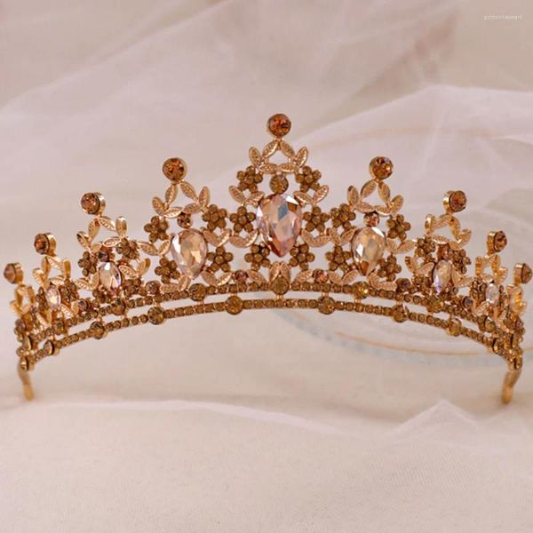 Clips de cheveux uodcm Femmes Tiara Crystal Bridal Crown Silver Color Diadem Veil Tiaras Accessoires Headpices Head Bijoux