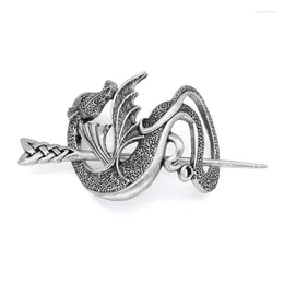 Pinzas para el cabello Viking-Dragon Horquilla Clip Metal Slide Barrette Flying Dragon Decoraciones para joyería larga