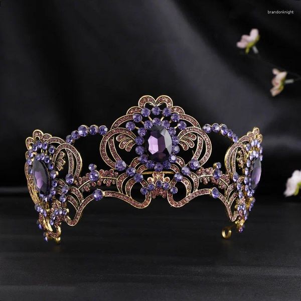 Pinces à cheveux Vintage baroque violet strass couronne diadème de fête de mariée