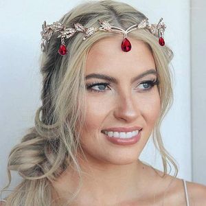 Pinzas para el cabello Vintage Negro Esmeralda Verde Hada Corona Tiaras Hoja de cristal Elfo Tiara Bandana Accesorios para mujeres Traje Joyería de boda