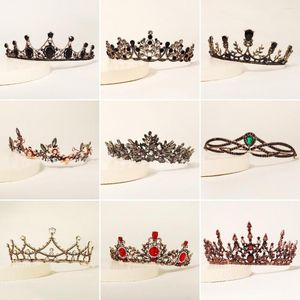 Pinzas para el cabello, tiaras y coronas negras Vintage, accesorios de boda, tocado de cristal con diamantes de imitación para novia, joyería para novia, regalo para dama de honor