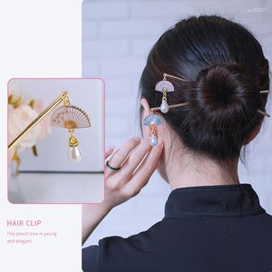 Pinces à cheveux Vintage Style chinois Hanfu bâton épingle à cheveux femmes alliage matériel pendentif baguettes pour Cheongsam vêtements ML