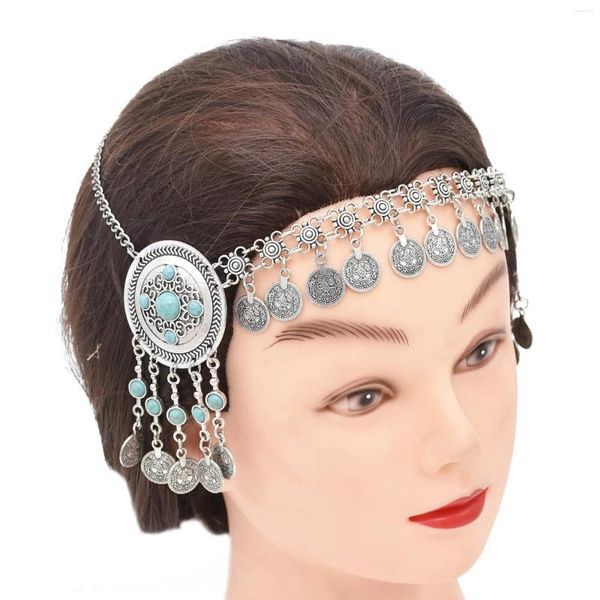 Pinces à cheveux pièces de monnaie Vintage bandeau chaînes de tête casque Boho gitane ethnique Trible accessoires Afghan turc charmes bijoux féminins