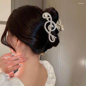 Pinces À Cheveux Vintage Élégant Strass Perle Note Clip De Luxe Clef Forme Femmes Accessoire En Métal