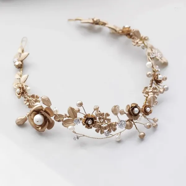 Pinzas para el cabello Vintage Floral Tiara de boda accesorios de corona nupcial perlas mujeres diadema niñas tocado