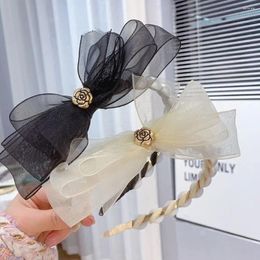 Haarclips Vintage Franse accessoires Hoofdkleding Bloemband Pearl Bow Haarband Koreaanse stijl Hoop Dames Mesh Hoofdband