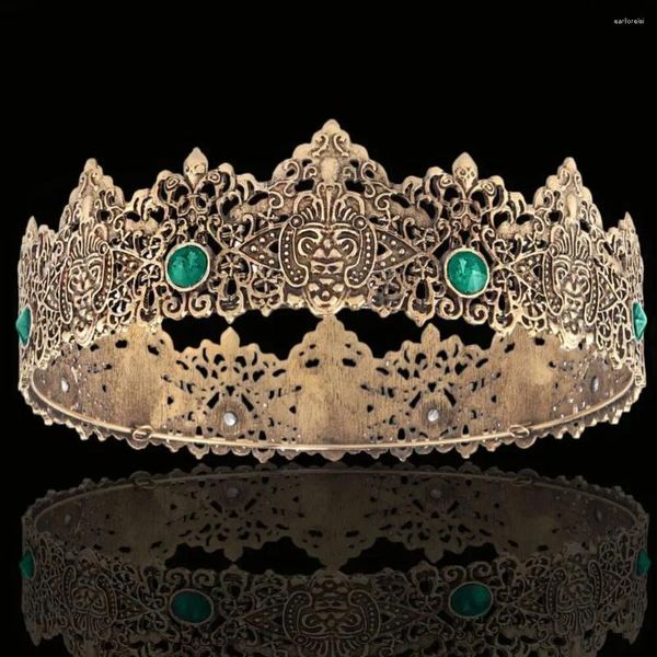 Pinzas para el cabello Vintage King Crown Imperial Medieval Diadema Crystal Pageant Disfraces Boda
