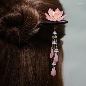 Haarspeldjes Vintage Lotus Stick Natuurlijke Houten Ebbenhout Eetstokjes Etnische Bloem Craft Pin Vrouwen Haarspelden Sieraden Accessoire