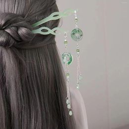 Haarspeldjes Vintage Kwastje Stok Jade Fringe Haarspeld Eetstokje Voor Vrouwen Chinese Hanfu Accessoires Retro Custome Broodje Sieraden