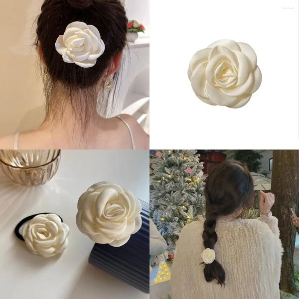 Pinces à cheveux Vintage en corde camélia blanche pour femmes, épingle à cheveux en forme de fleur Rose, élégante, vêtements de mariage, accessoires rétro