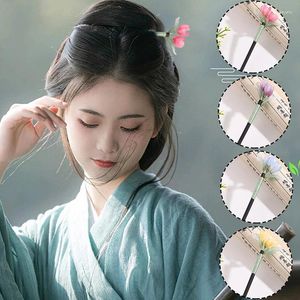 Coix de cheveux Vintage Wood Tulip Flower Tassel Hairpin For Women Girl Antique Stick Clip Costume Accessoires de Hanfu chinois