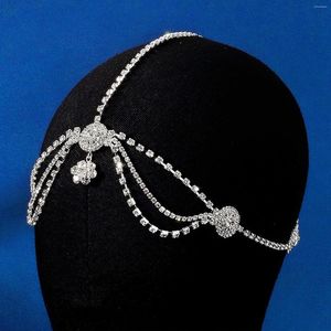 Pinces à cheveux accessoires de mariage tête de mariée chaîne bijoux strass front pour les femmes Style Boho multicouche casque