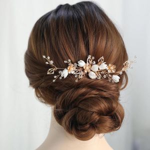 Pinces à cheveux accessoires de mariage porcelaine fleur peigne épingles couleur or épingles à cheveux pour les mariées femmes fête cadeau tête pièces bijoux de mariée