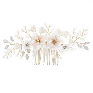 Clips de cheveux Peigne de mariée de mariage pour femmes céramiques coiffure de fleur avec des dents lisses d'anniversaire de fête de fête de fête