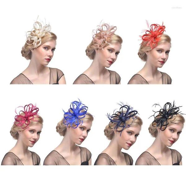 Pinces à cheveux mariage mariée fascinateur chapeau fleur plume thé fête femmes filles