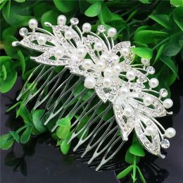 Fermagli per capelli Matrimonio Fiore da sposa Foglie di cristallo Forcina Pettine Perla Donne Ragazze Accessori per gioielli per feste Decorazione Regali