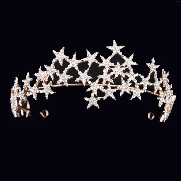 Clips de cabello boda nupcial tiara corona rhinestones diadema de banda estrella tocador para mujeres adornos accesorios de joyería de la cabeza del concurso