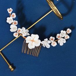 Haarspeldjes Bruiloft Bruid Kam Tiara Voor Vrouwen Witte Bloemen Haarspeld Mode Meisjes Hoofddeksel Fairy Noiva Sieraden Groothandel