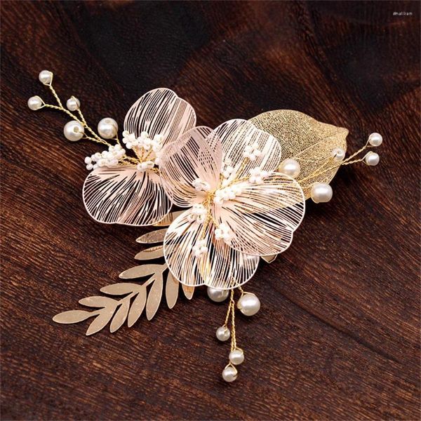 Clips de cabello Wedding Bride Jewelry for Women Pearl Flower Batepins Rhinestone Girls Party Bands Tiaras Noiva